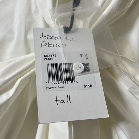 Grey Lab White Bow Detail Button Down Cotton Shirt(Size Medium) - Picture 6 of 8